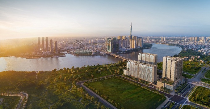Dự án hưởng lợi từ vị trí đắc địa, ngay chân cầu Thủ Thiêm. Ảnh: City Garden.