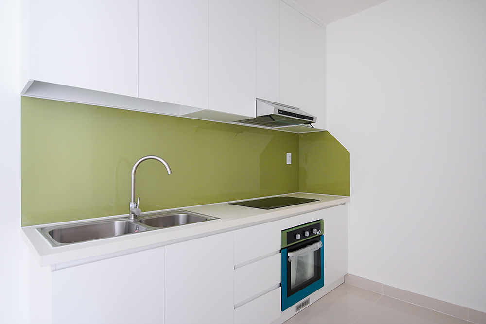 Tủ bếp đã hoàn thiện để sẵn sàng bàn giao cho cư dân