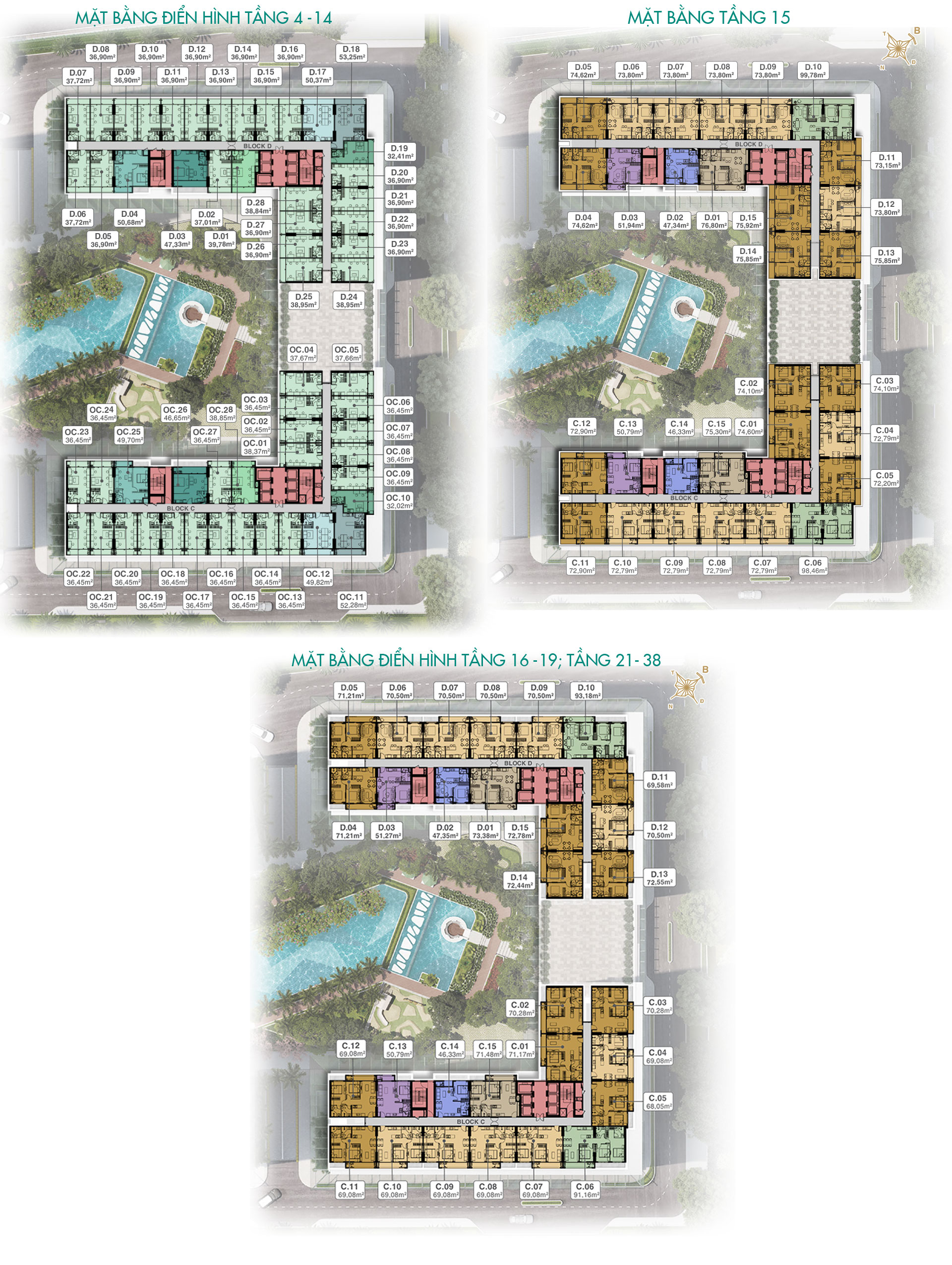 Mặt bằng tầng điển hình Block C và D dự án Lavita Thuận An