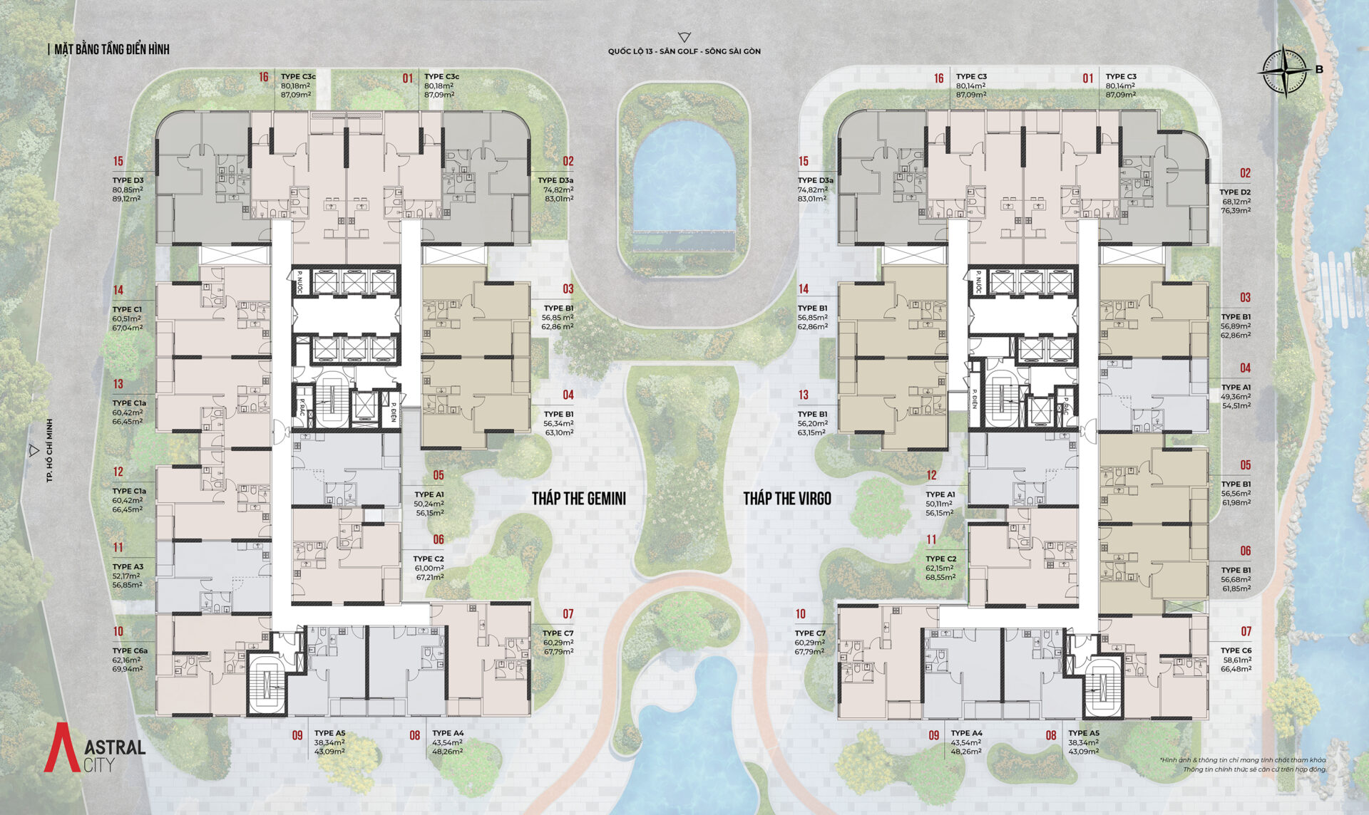 Mặt bằng The GEMINI và The VIRO Astral City Gemma Land