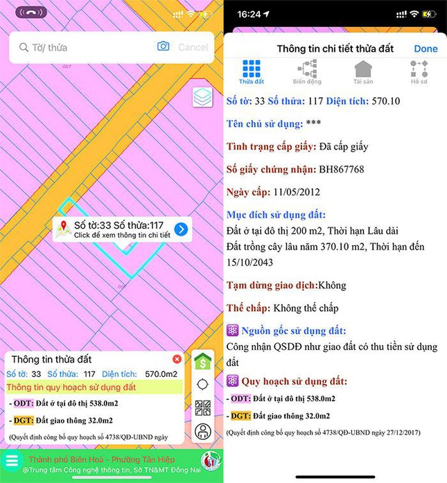 Đồng Nai thu phí xem thông tin thửa đất