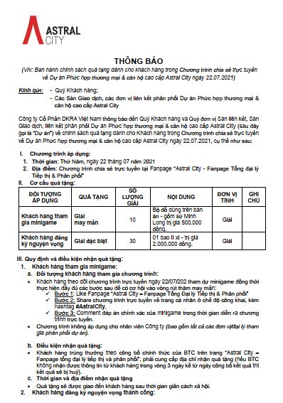 Khuyến mãi Astral City Bình Dương