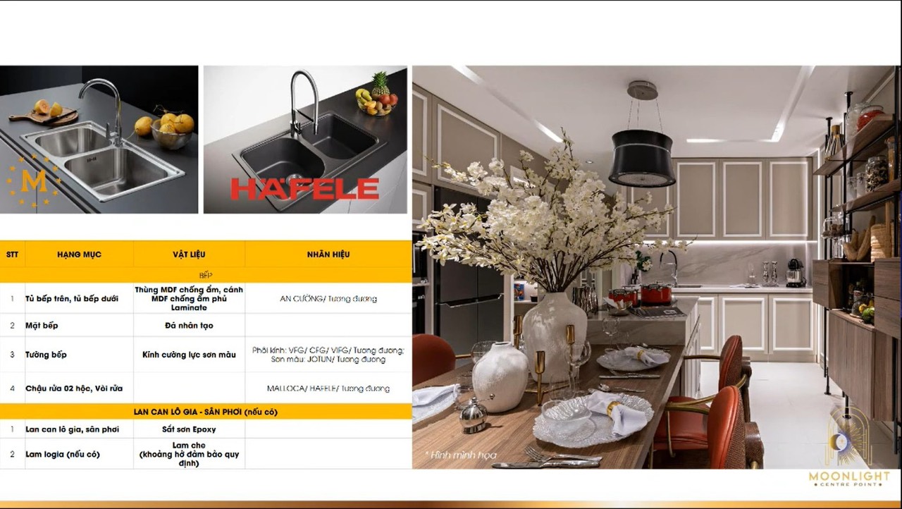 Bàn giao thiết bị bếp Moonlight Centre Point Bình Tân