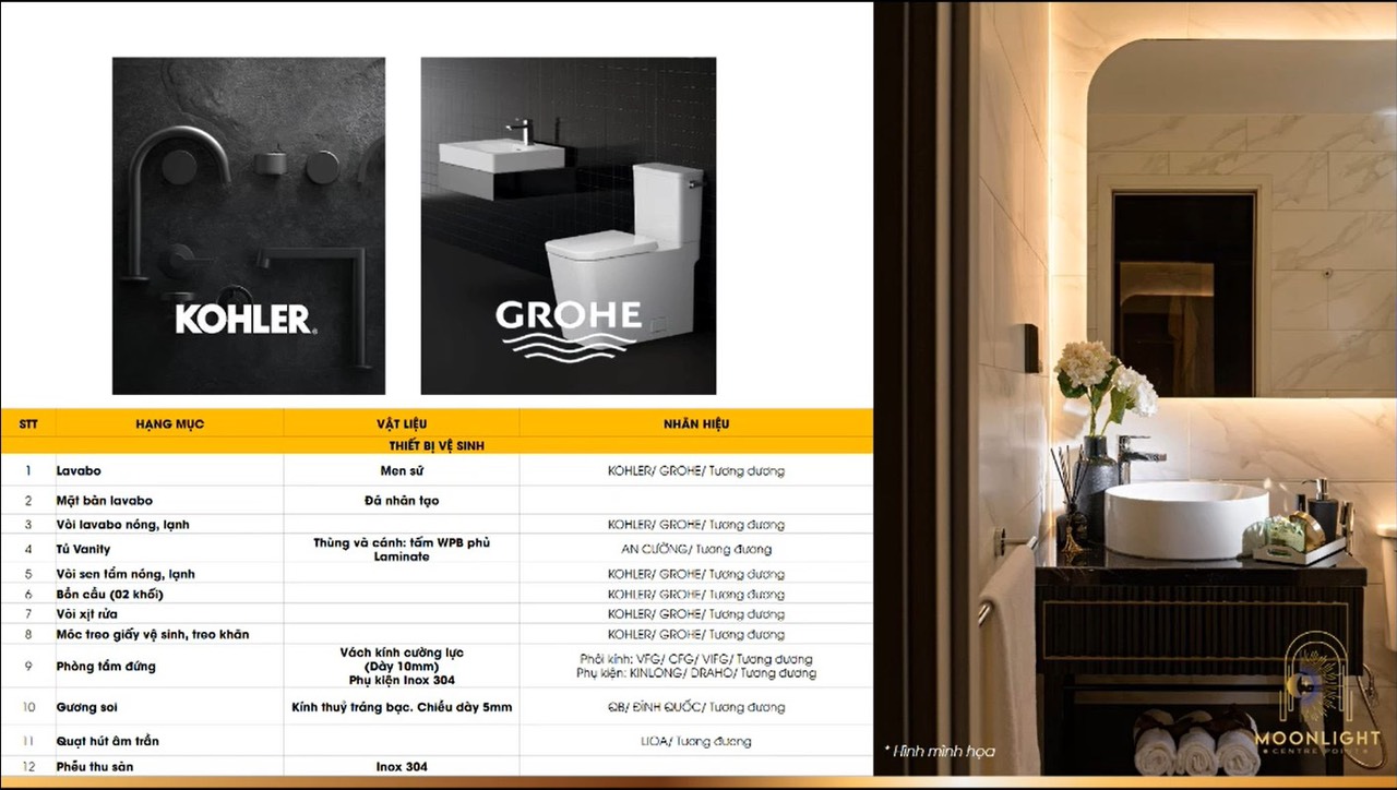 Bàn giao thiết bị phòng vệ sinh Moonlight Centre Point Bình Tân