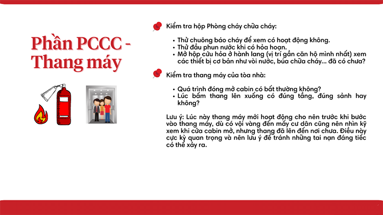 Đối với phần PCCC Thang máy khi nhận bàn giao nhà