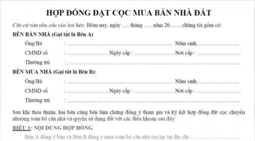 Hợp đồng đặt cọc bán nhà đất không ghi thời hạn, người nhận đặt cọc phải xử lý