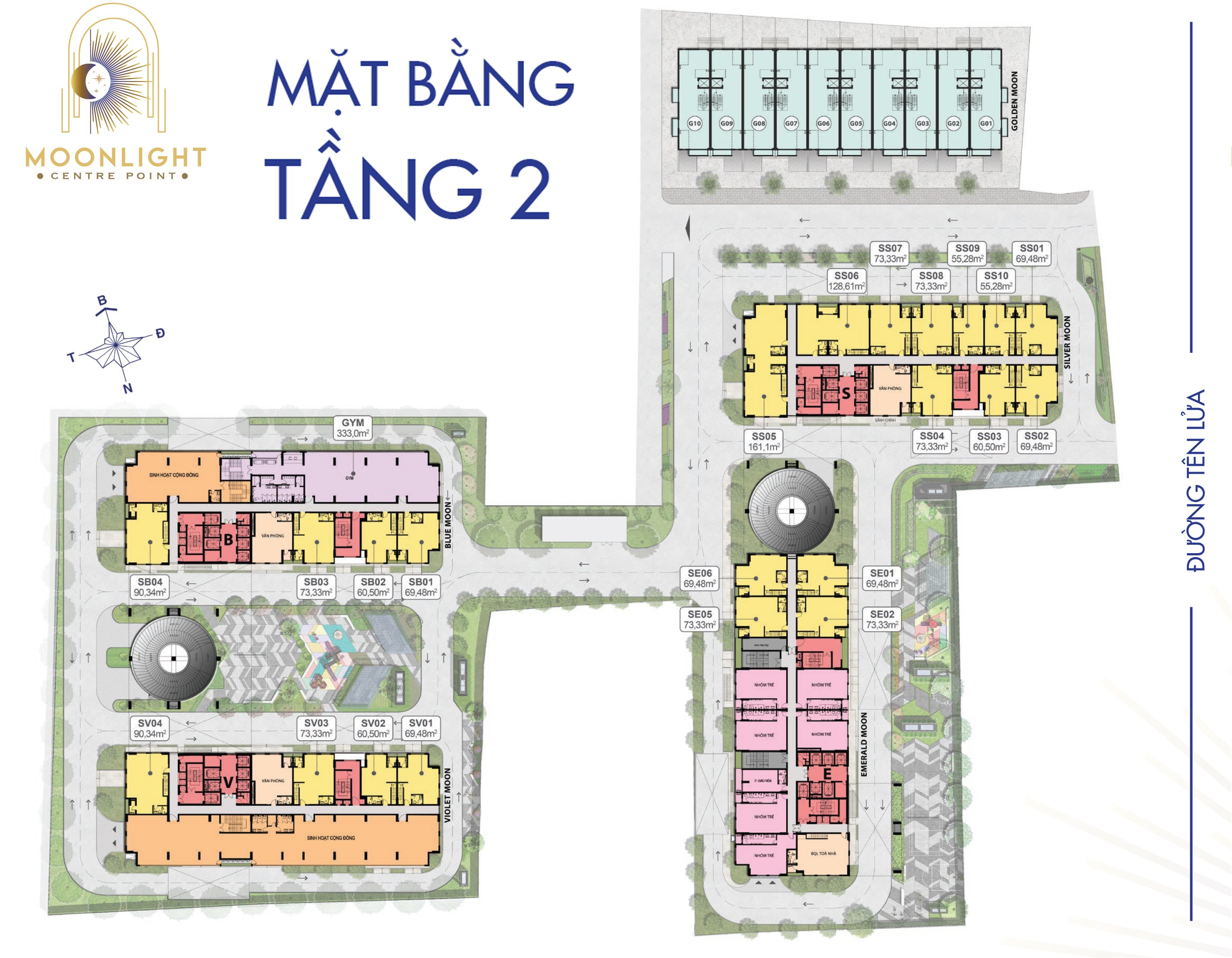 Mặt Bằng Tầng 2 dự án Moonlight Centre Point Tên Lửa Bình Tân