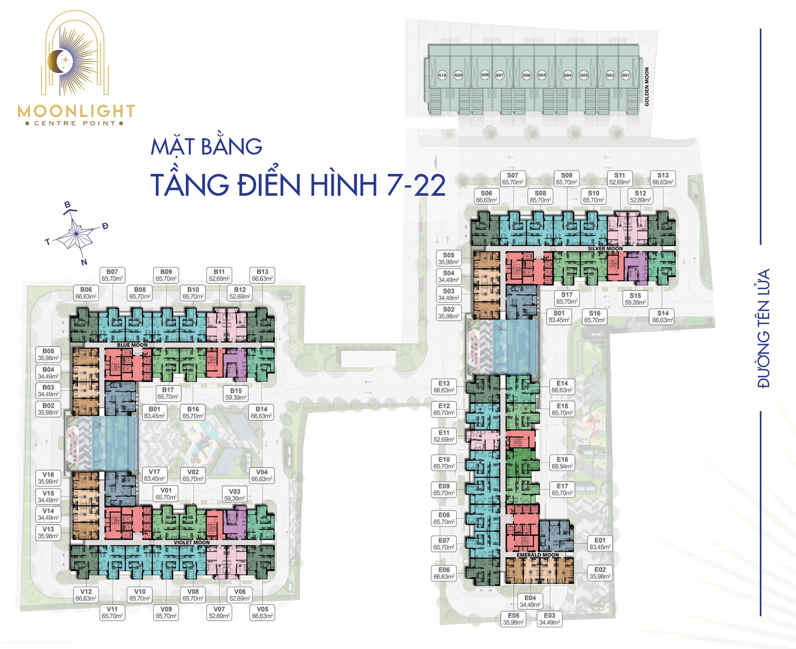 Mặt Bằng Tầng 7 - 22 dự án Moonlight Centre Point Tên Lửa Bình Tân