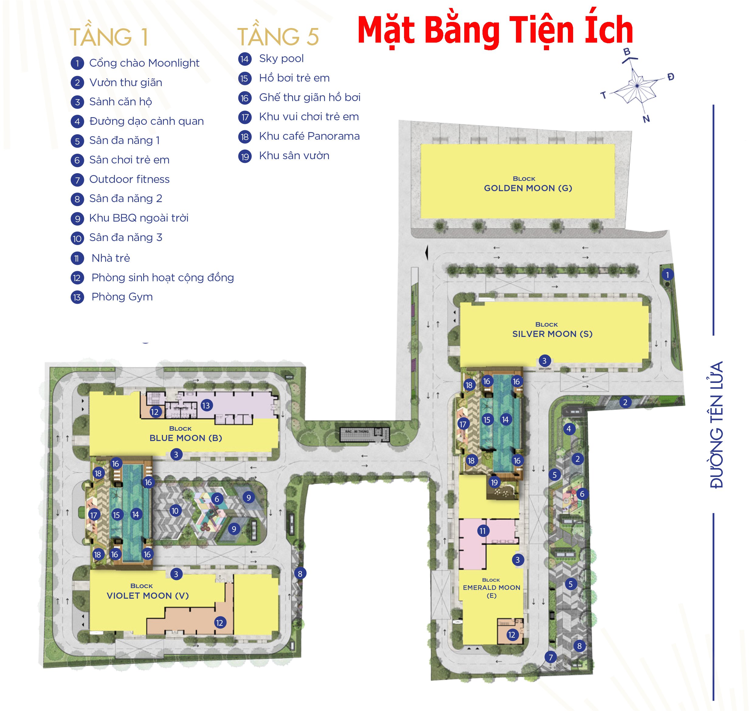 Mặt bằng tiện ích dự án Moonlight Centre Point
