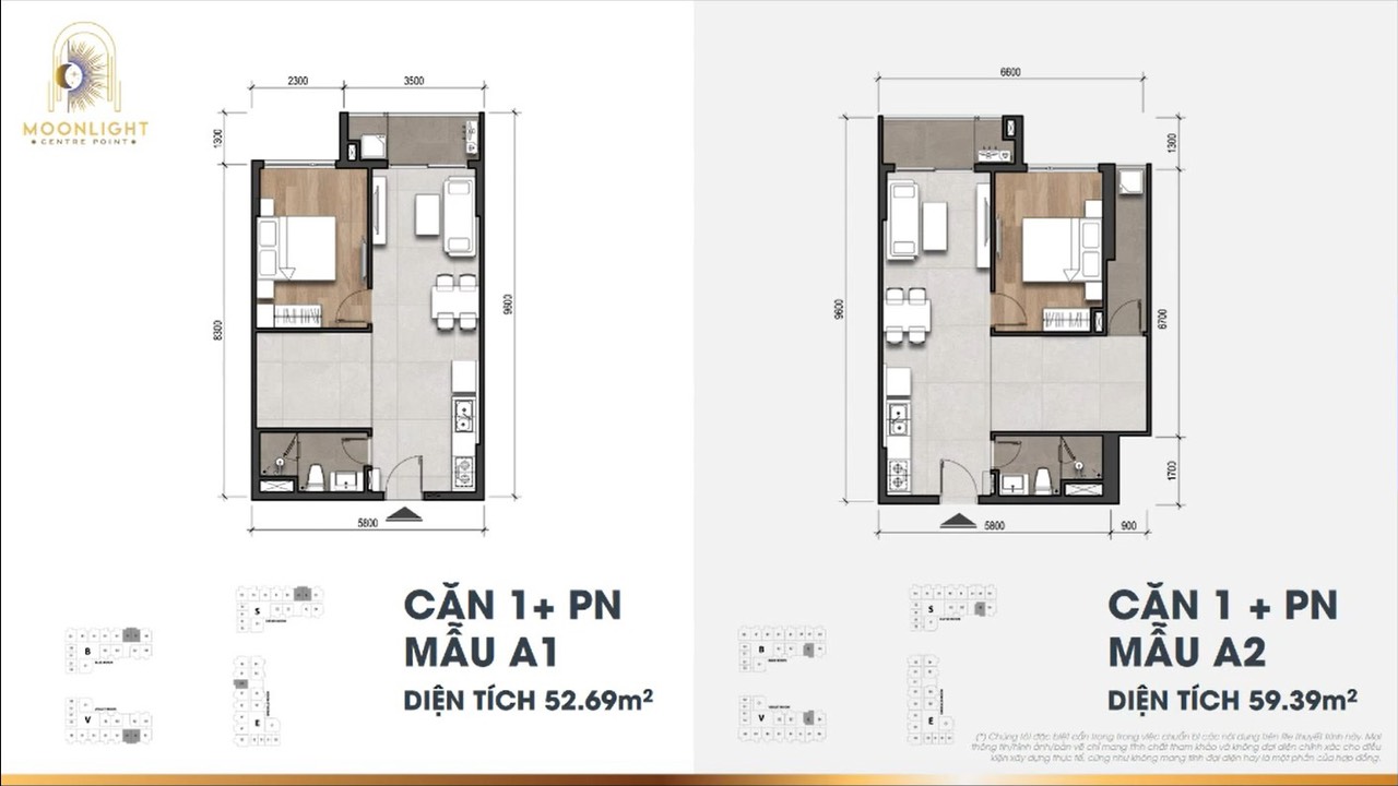 Thiết kế căn hộ 1 phòng ngủ Moonlight Centre Point