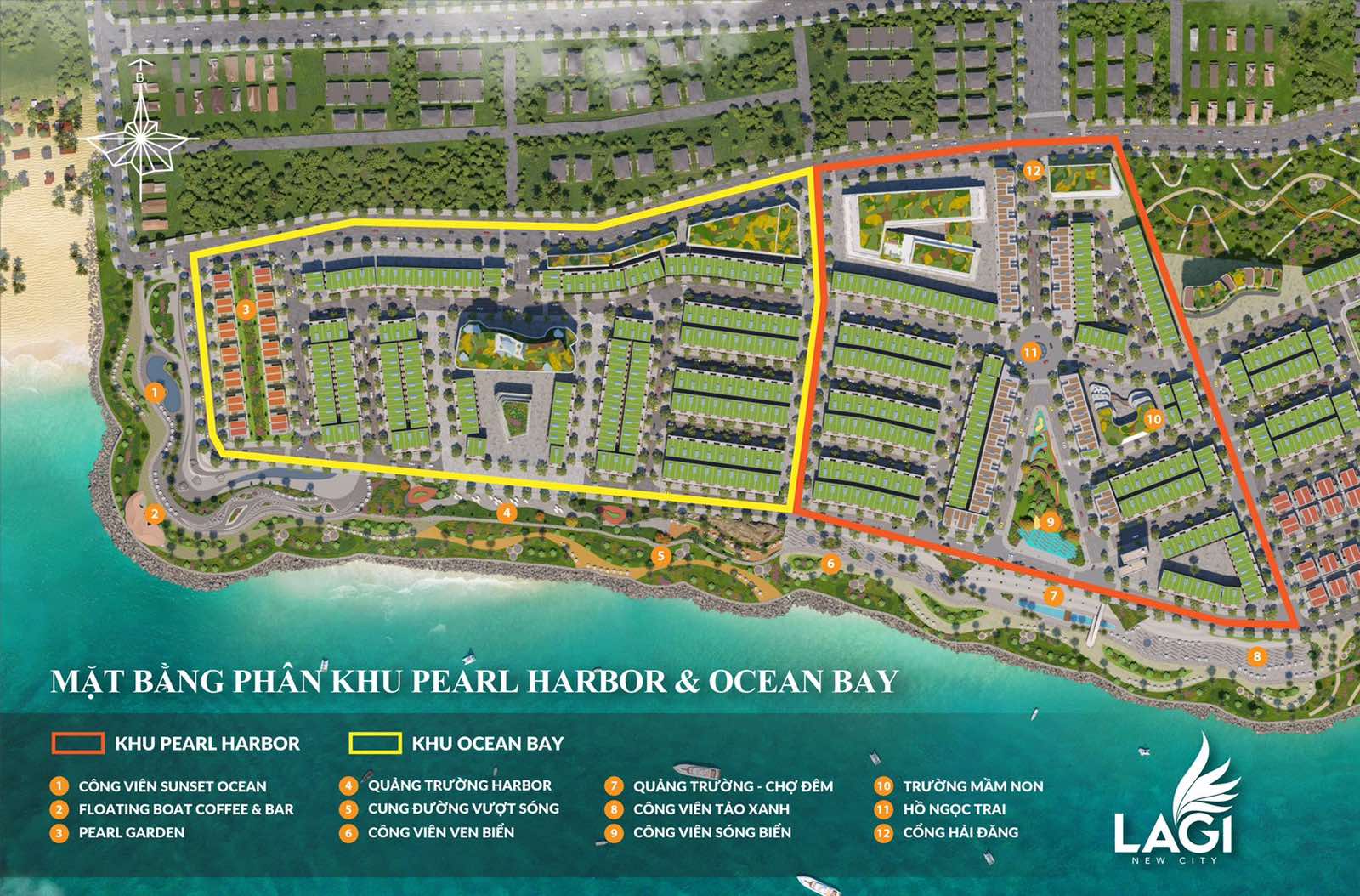 Mặt Bằng Phân khu Pearl Habbor & Ocean Bay Lagi New City