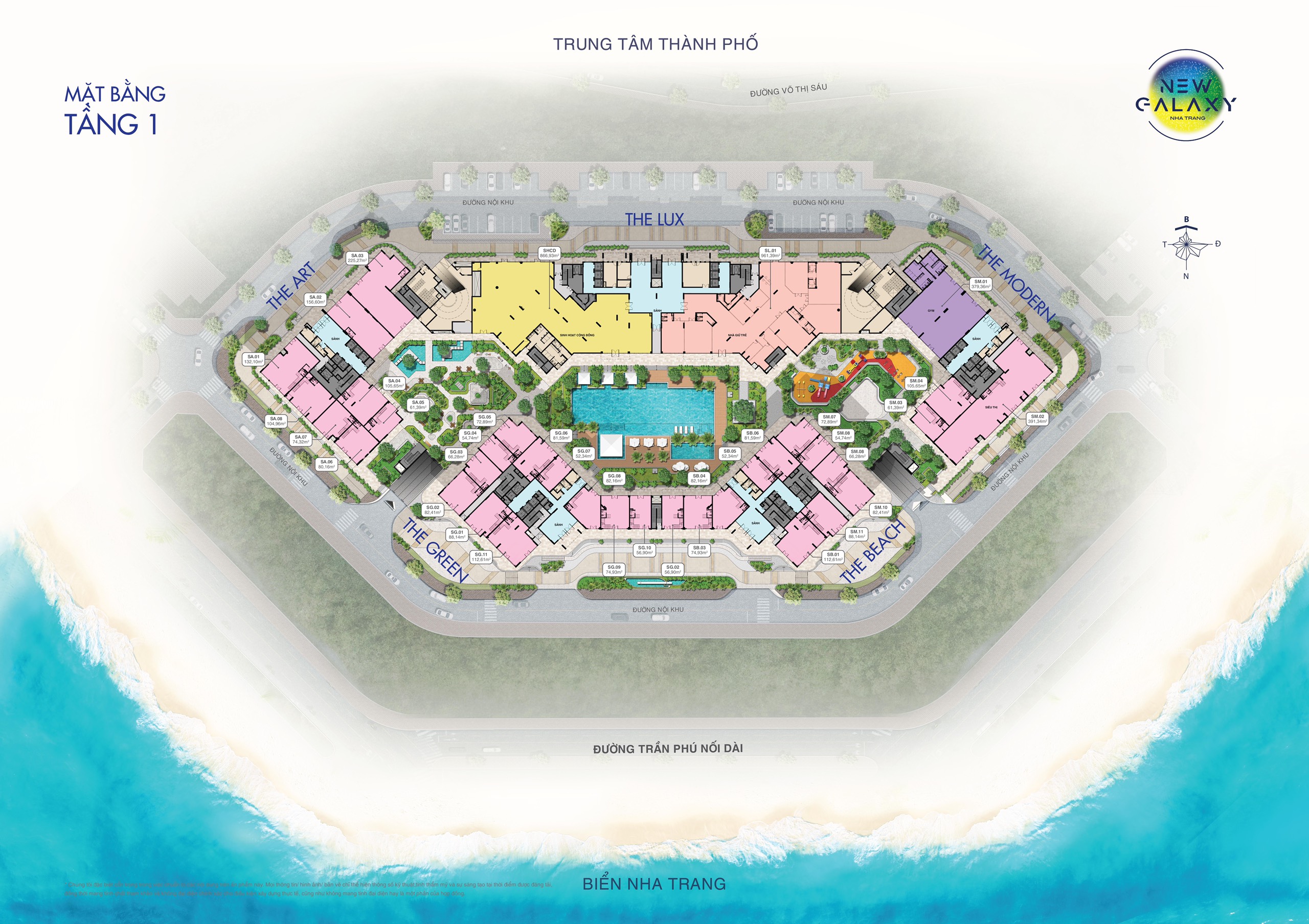 Mặt bằng Tầng 1 dự án New Galaxy Nha Trang