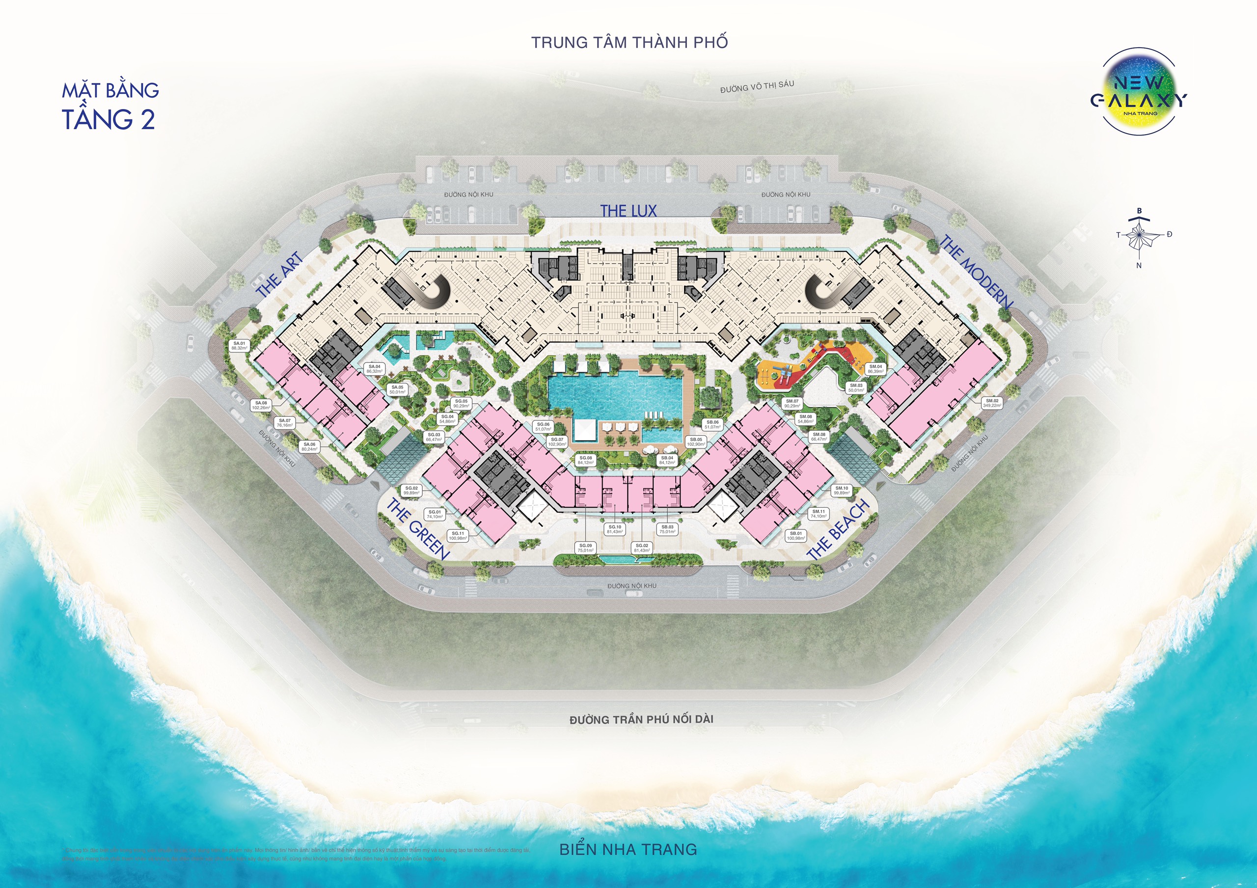Mặt bằng Tầng 2 dự án New Galaxy Nha Trang