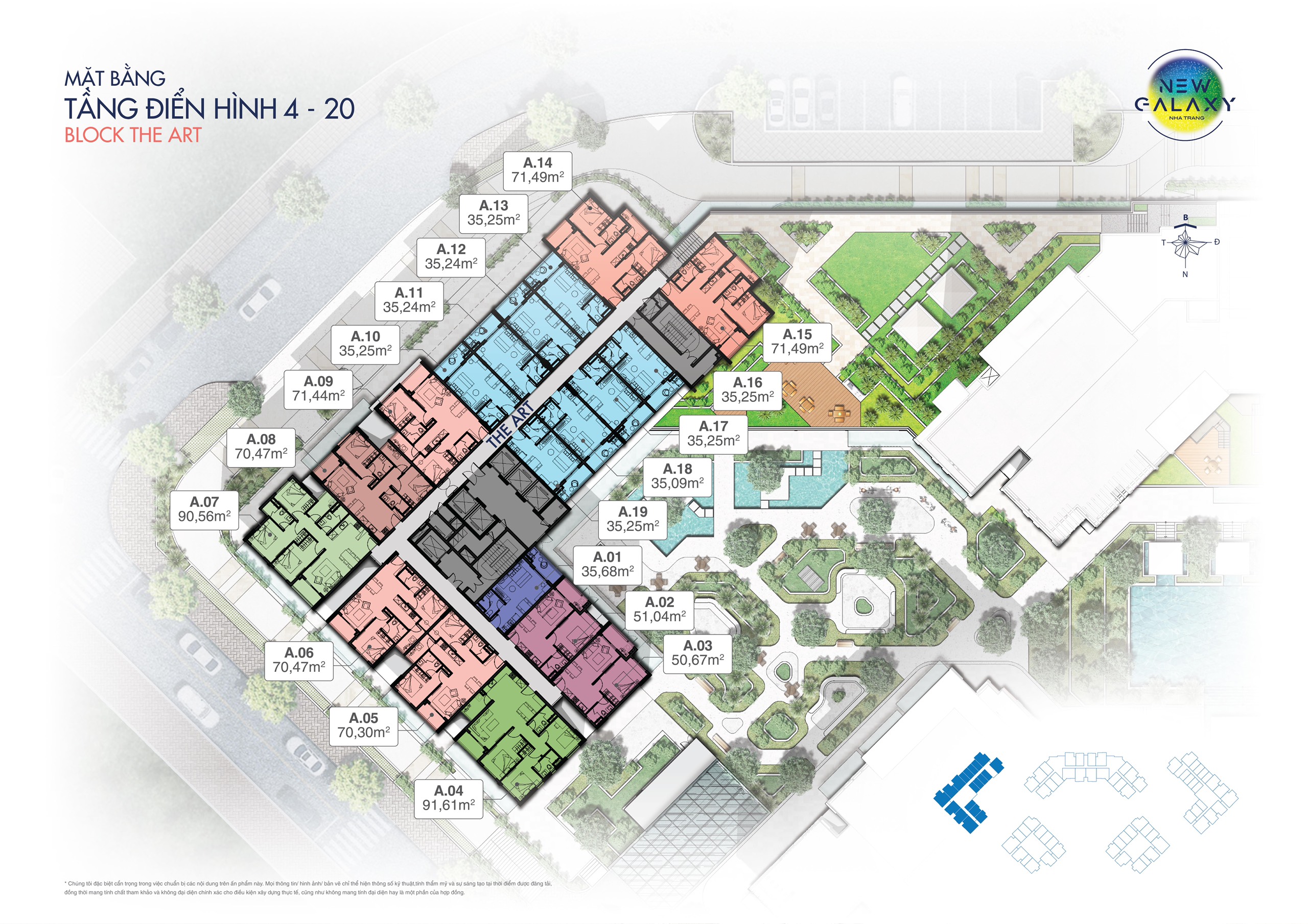 Mặt bằng Tầng 4 -20 Block The Art dự án New Galaxy Nha Trang