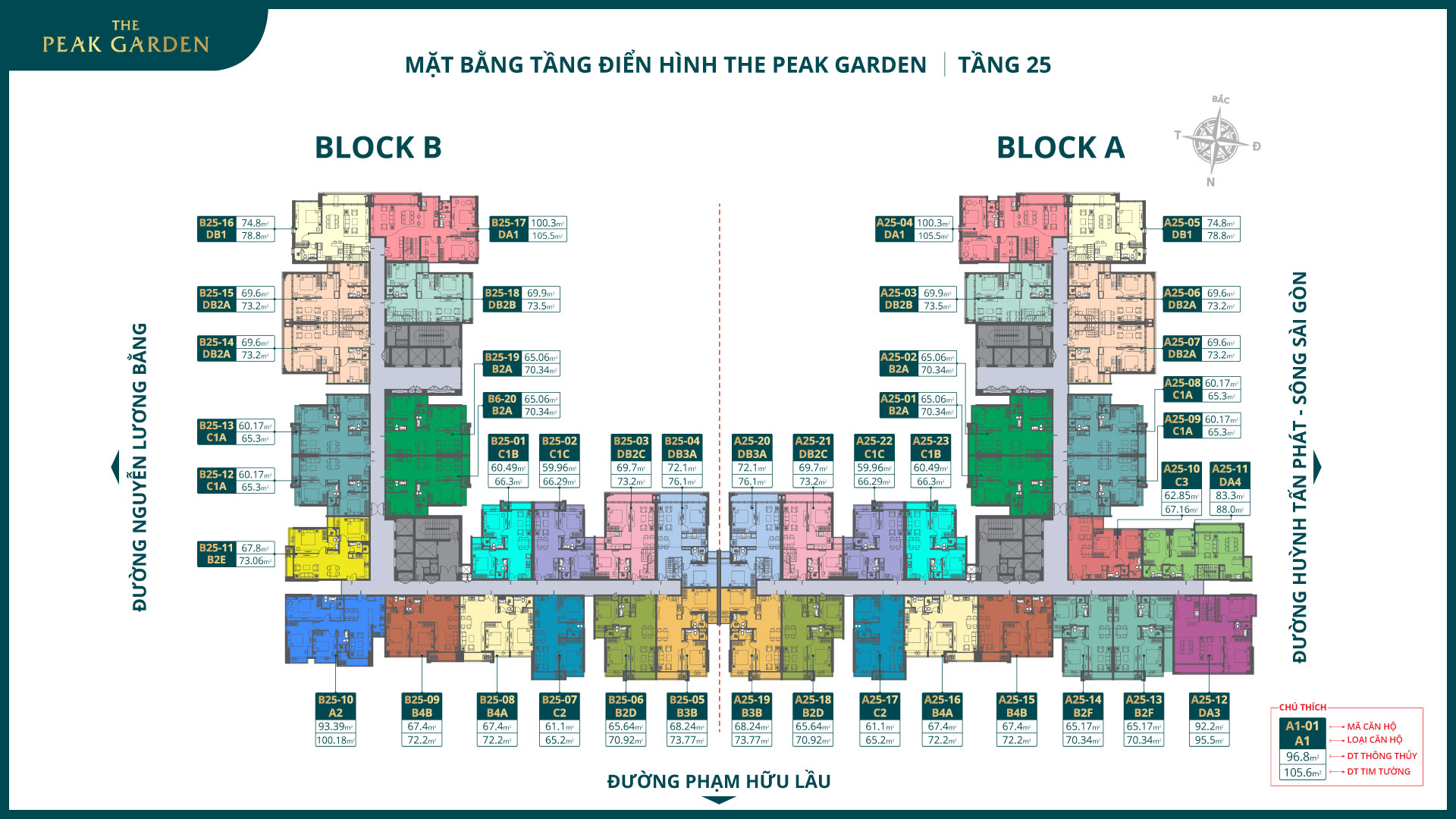 Mặt bằng tầng 25 dự án The Peak Garden