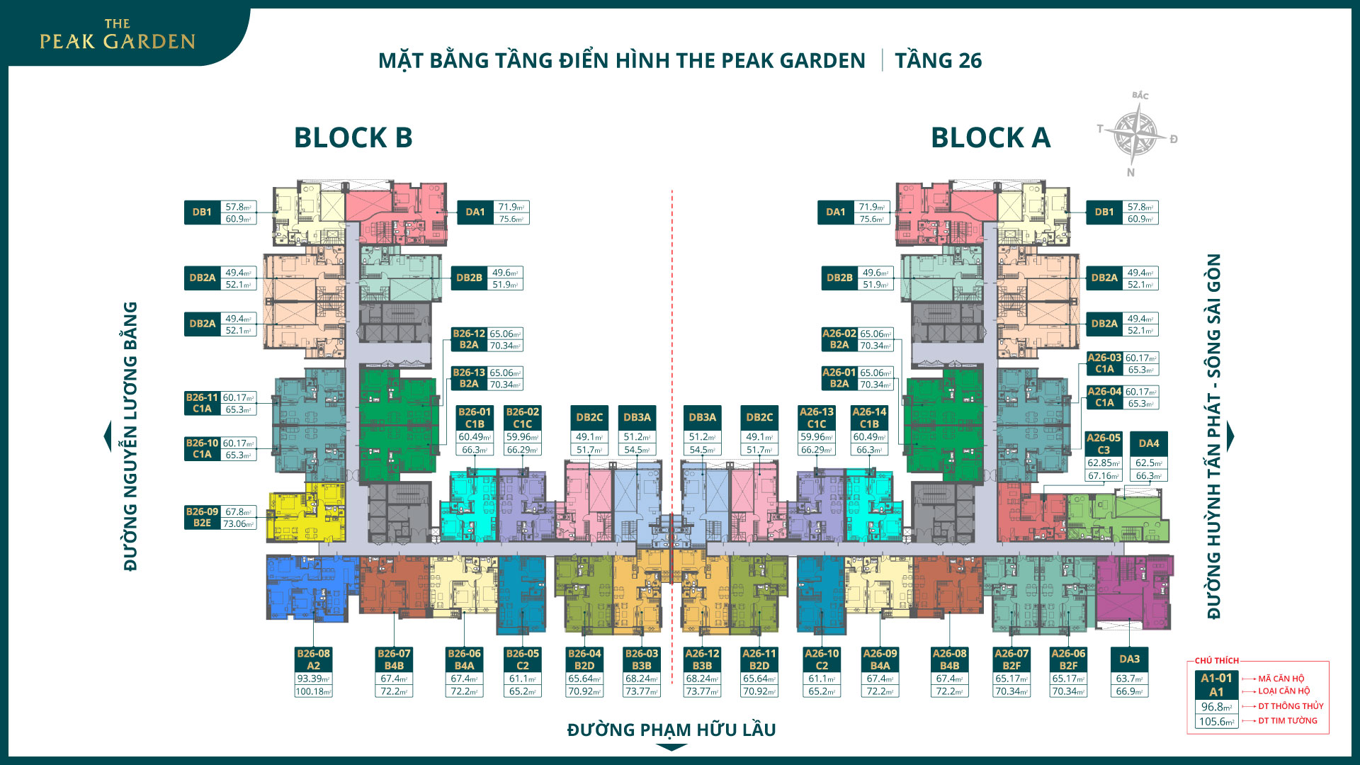 Mặt bằng tầng 26 dự án The Peak Garden