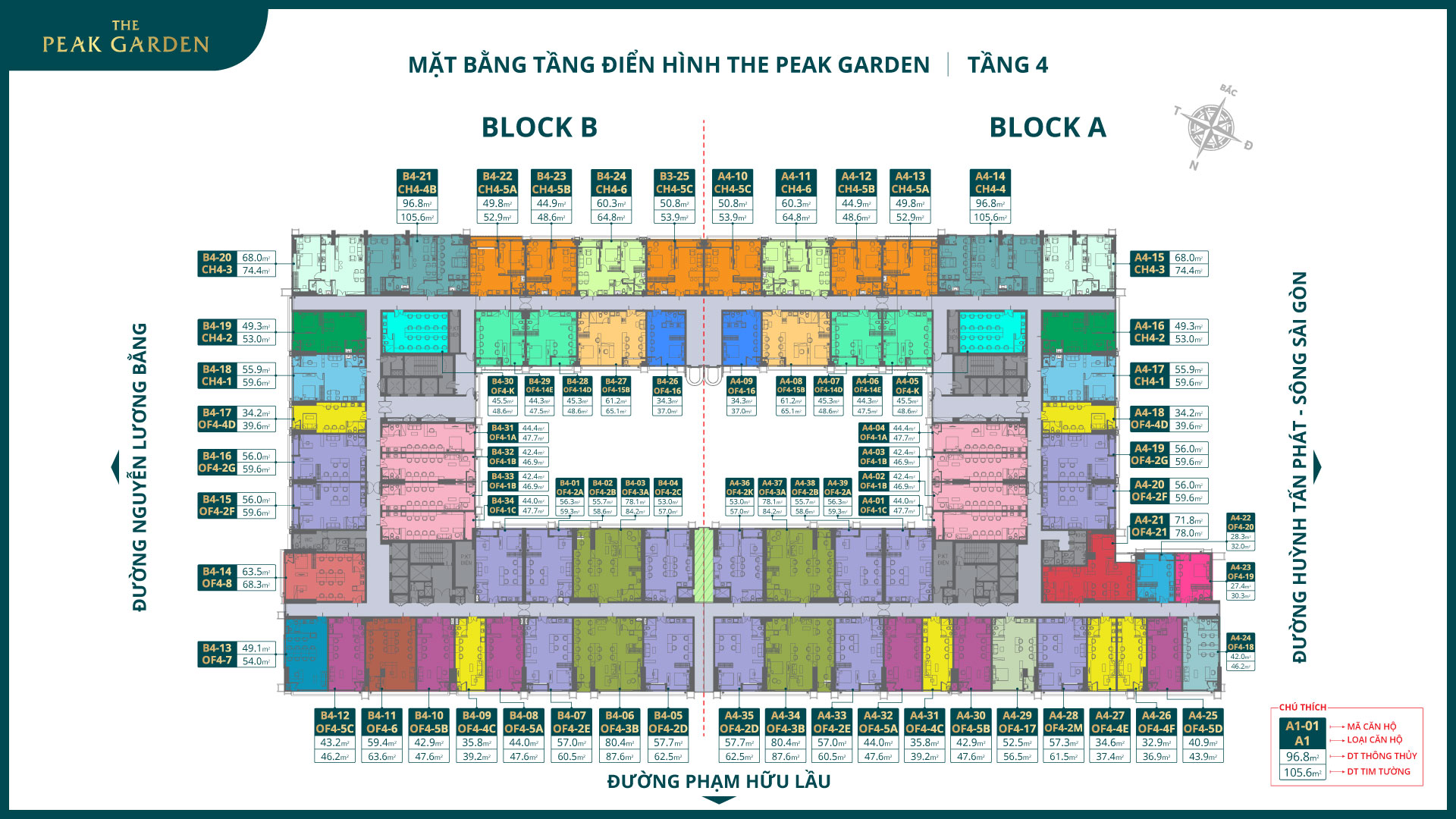 Mặt bằng tầng 4 dự án The Peak Garden