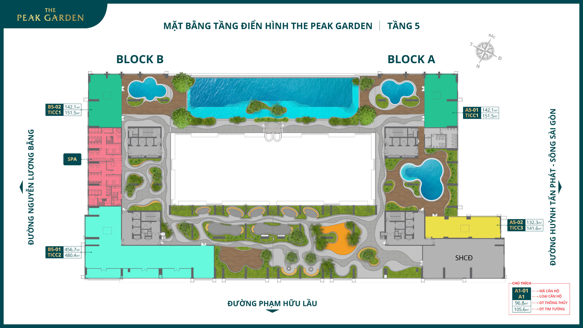 Mặt bằng tầng 5 dự án The Peak Garden