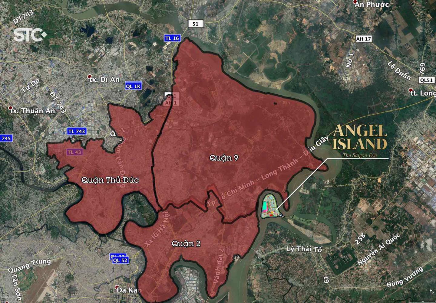 Vị trí dự án Angel Island - Sông Tiên Corp 09.2021