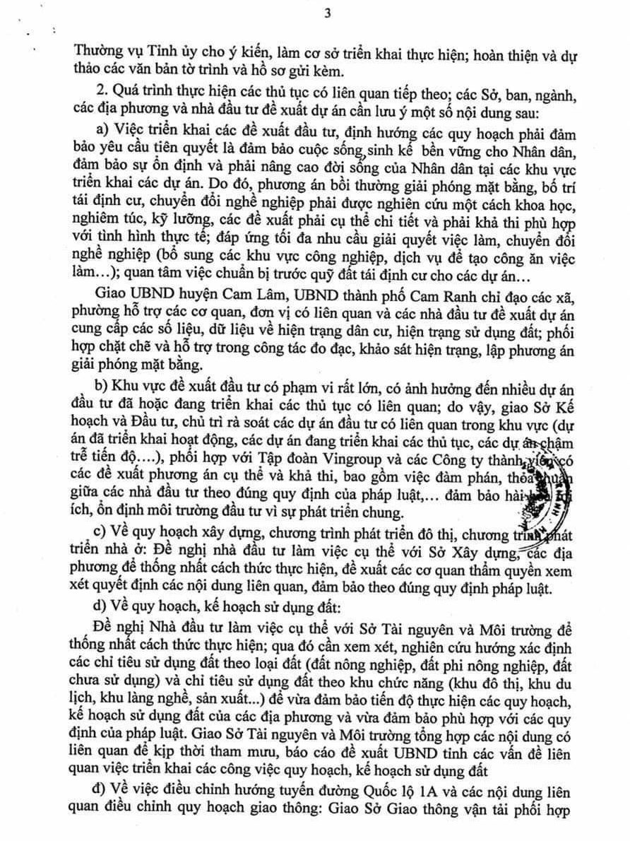 Vingroup - bất ngờ đề xuất đầu tư vào dự án 2608 ha Cam Lâm Nha Trang