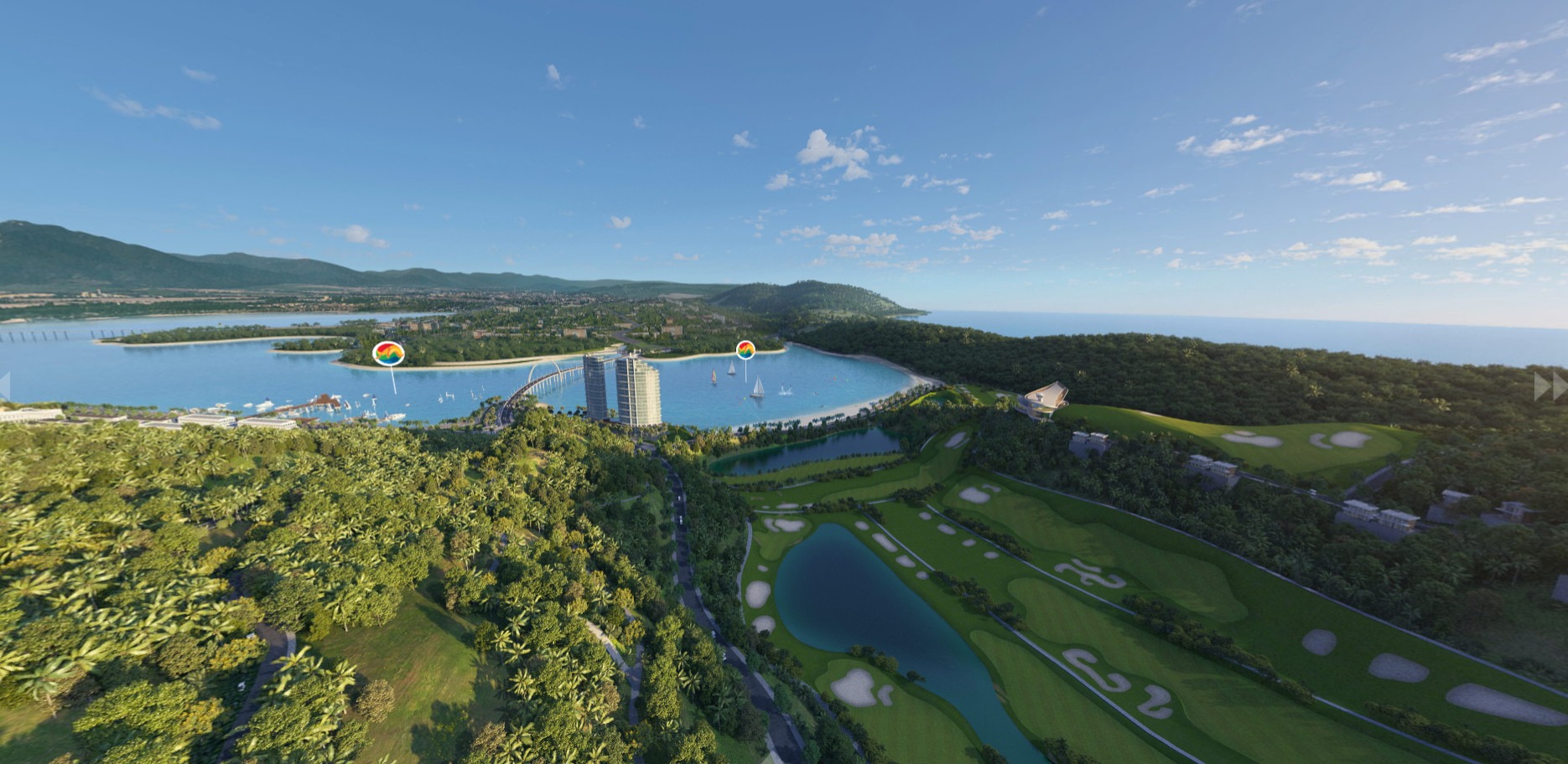 Sân Golf nằm giữa 2 sườn núi, tạo cảm hứng cho những golfer thực thụ