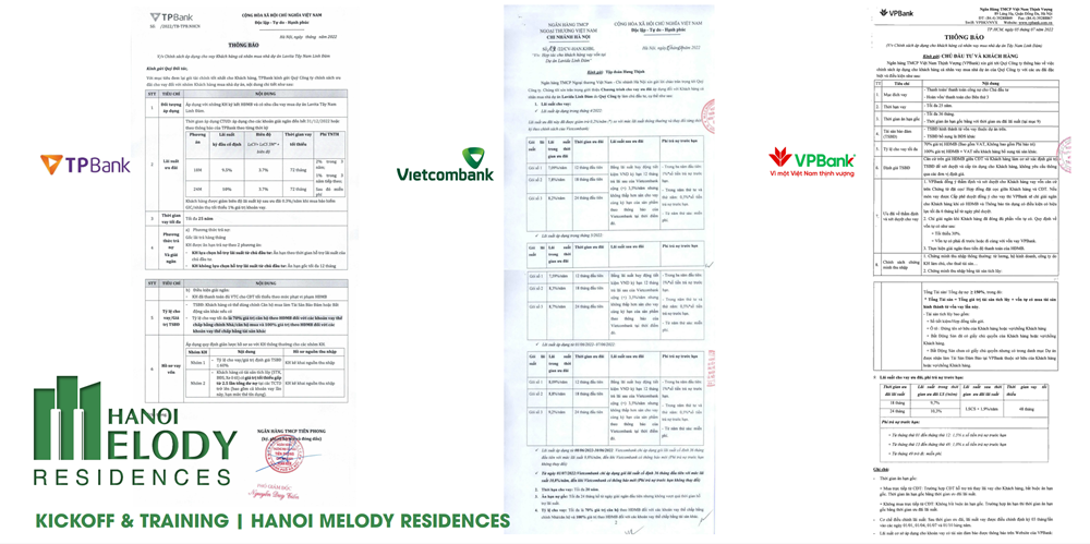 Hgân hàng hỗ trợ vay Hà Nội Melody Residences