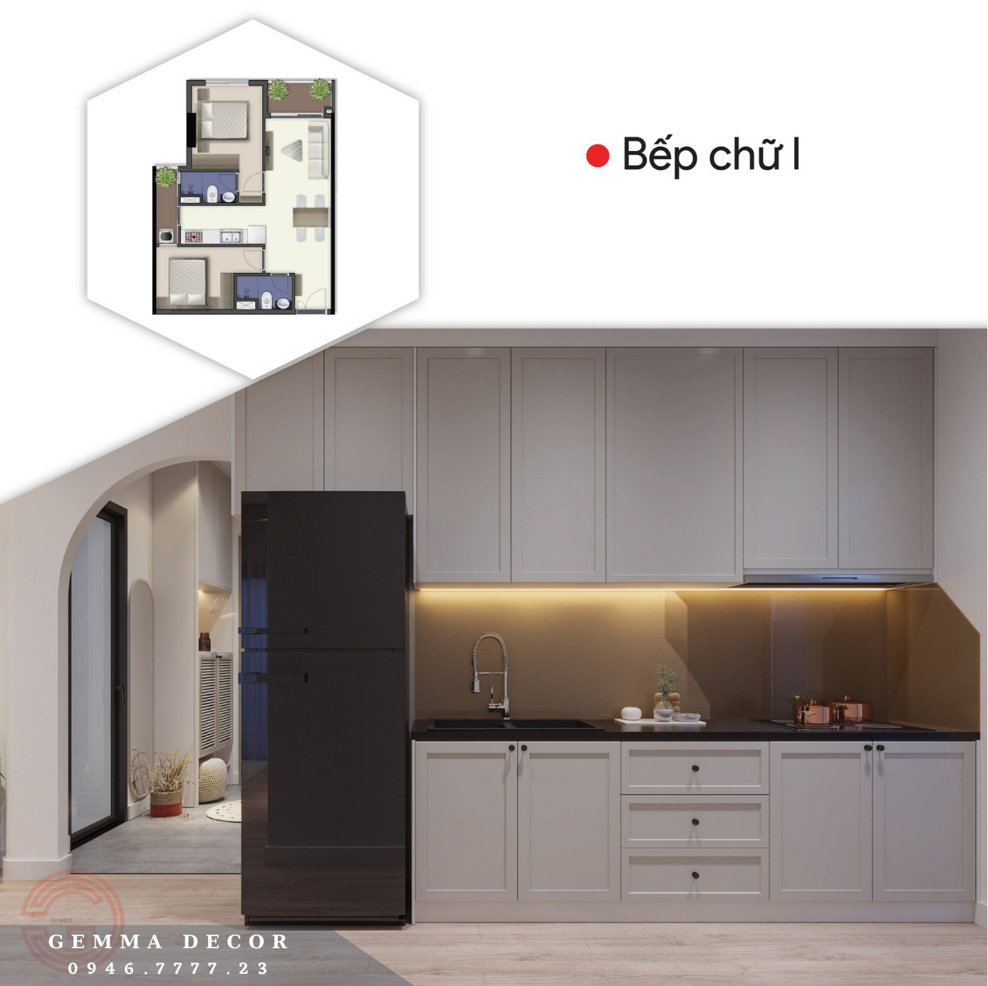 Mẫu bếp chữ I Q7 SaiGon Riverside