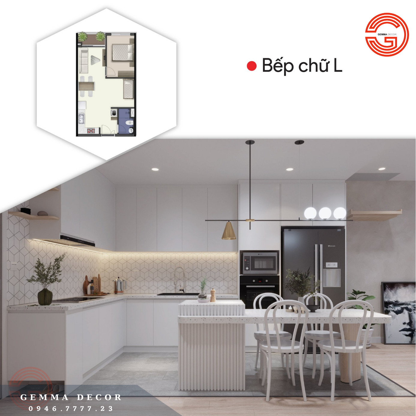 Mẫu bếp chữ L Q7 SaiGon Riverside