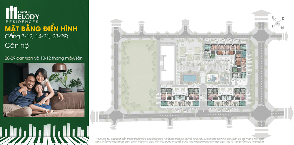 Mặt bằng căn hộ điển hình HaNoi Melody Residences Hung Thinh