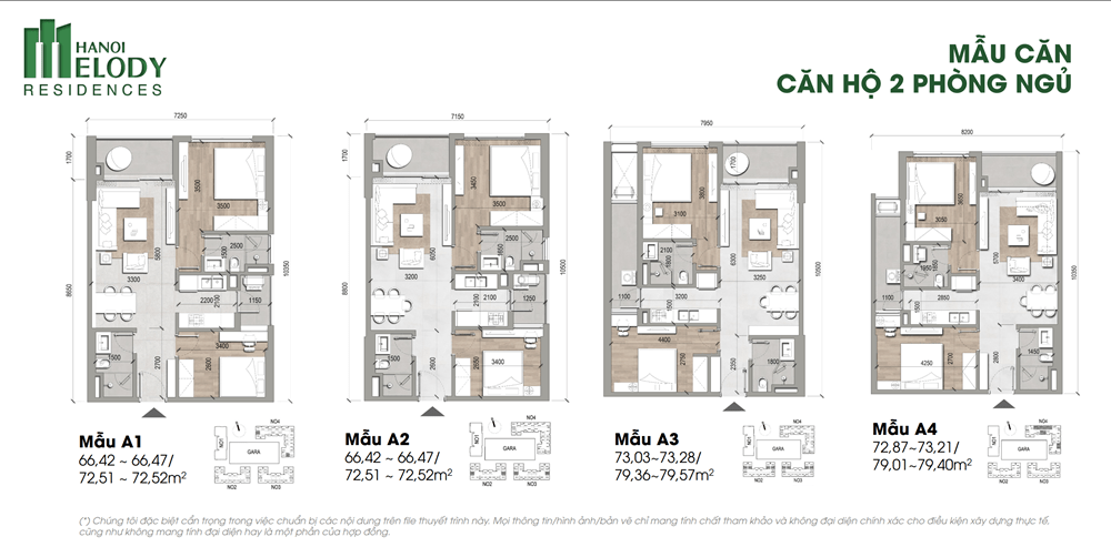Thiết kế loại 2 phòng ngủ Ha Noi Melody Residence