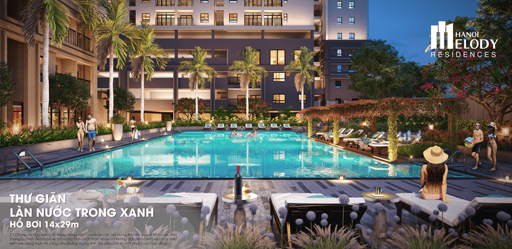 chung cư Hà Nội Melody Residences khu hồ bơi tràn bờ