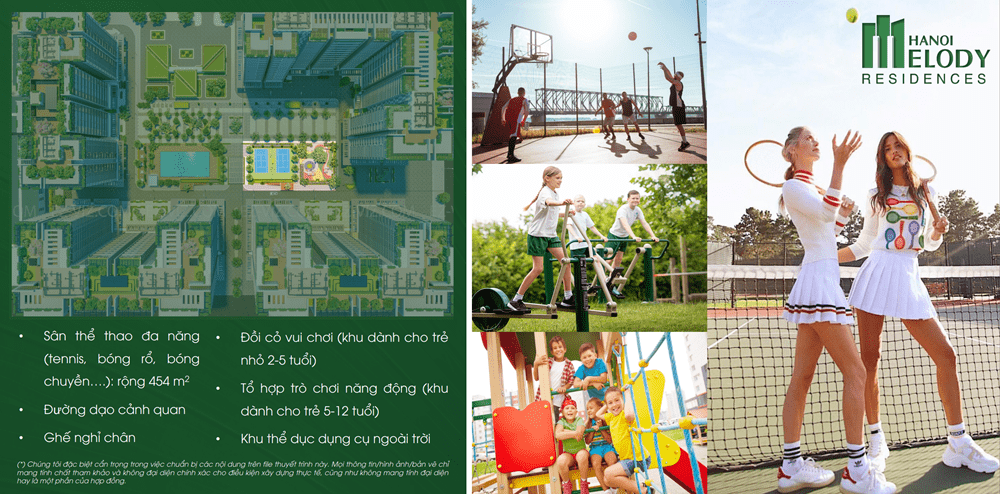 chung cư Hà Nội Melody Residences khu sân tennis
