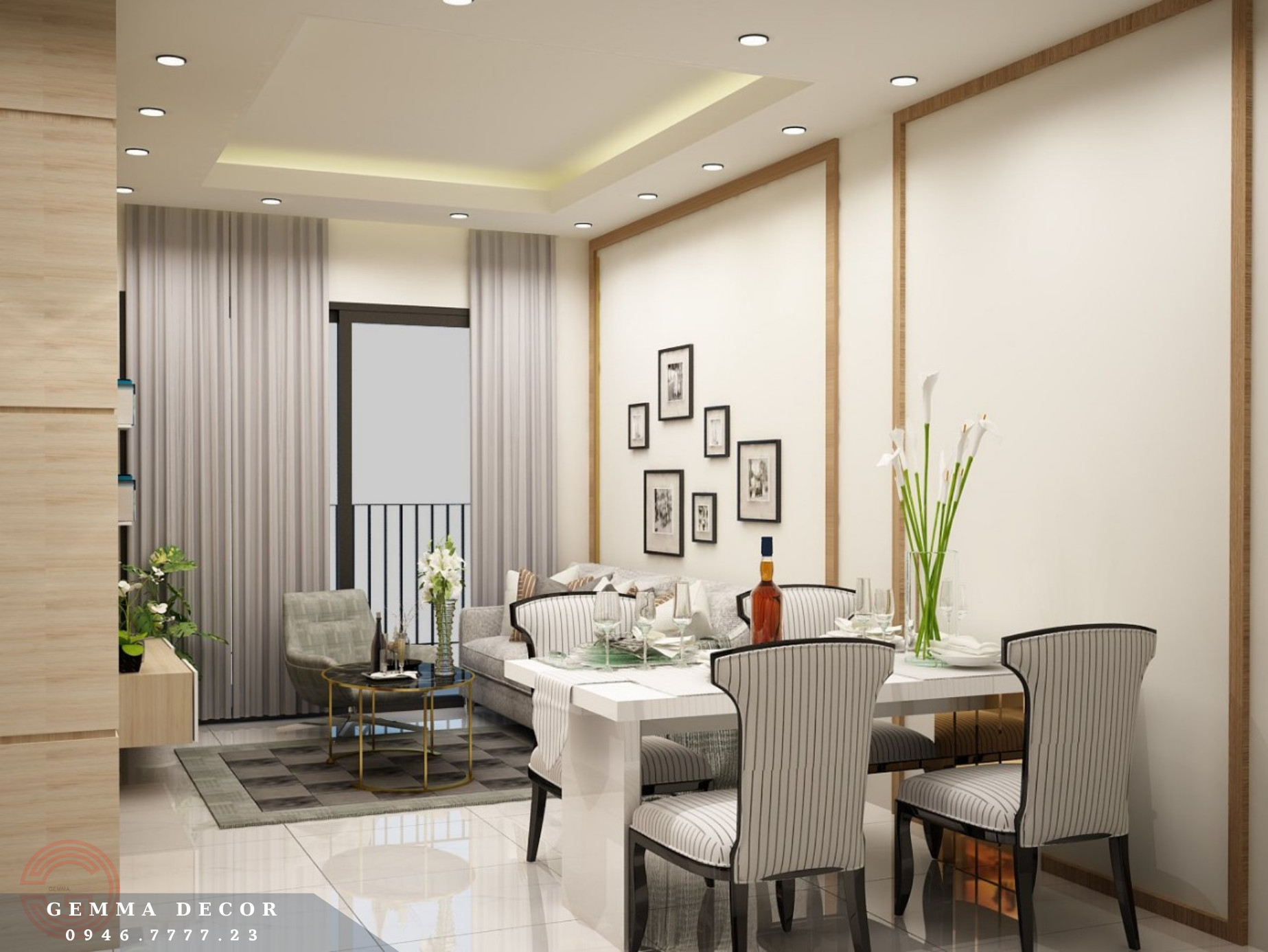 Công Nội Thất Tại Căn Hộ Phòng Khách Q7 Saigon Riverside Complex